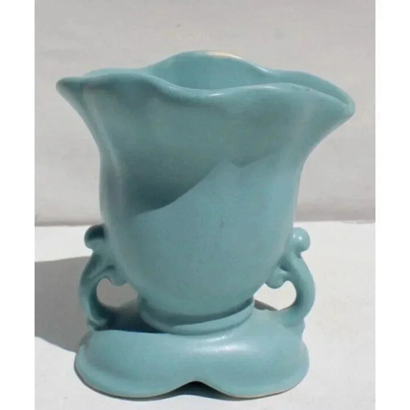 Vintage LIGHT Blue Art Deco CAMEO WELLER Pottery Vase - Picture 3 of 5